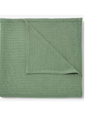 Textured Waffle Weave Throw - Sage Green
